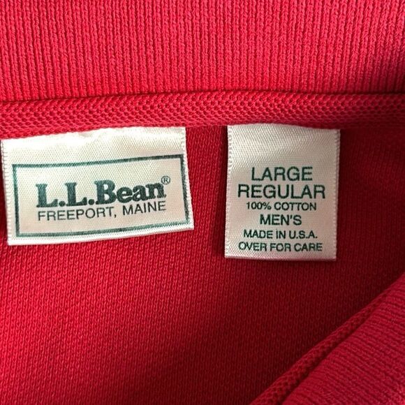 L.L. Bean Main Vintage Polo Shirt Tee Red Cotton Short Sleeve Men’s L - Picture 8 of 9